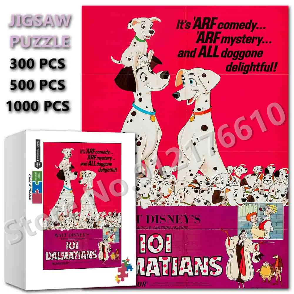 

101 Dalmatians Family Puzzle Jigsaw 300/500/1000 Pieces Disney Cartoon Puppy Animals Wooden Puzzle Decompress Educational Toys