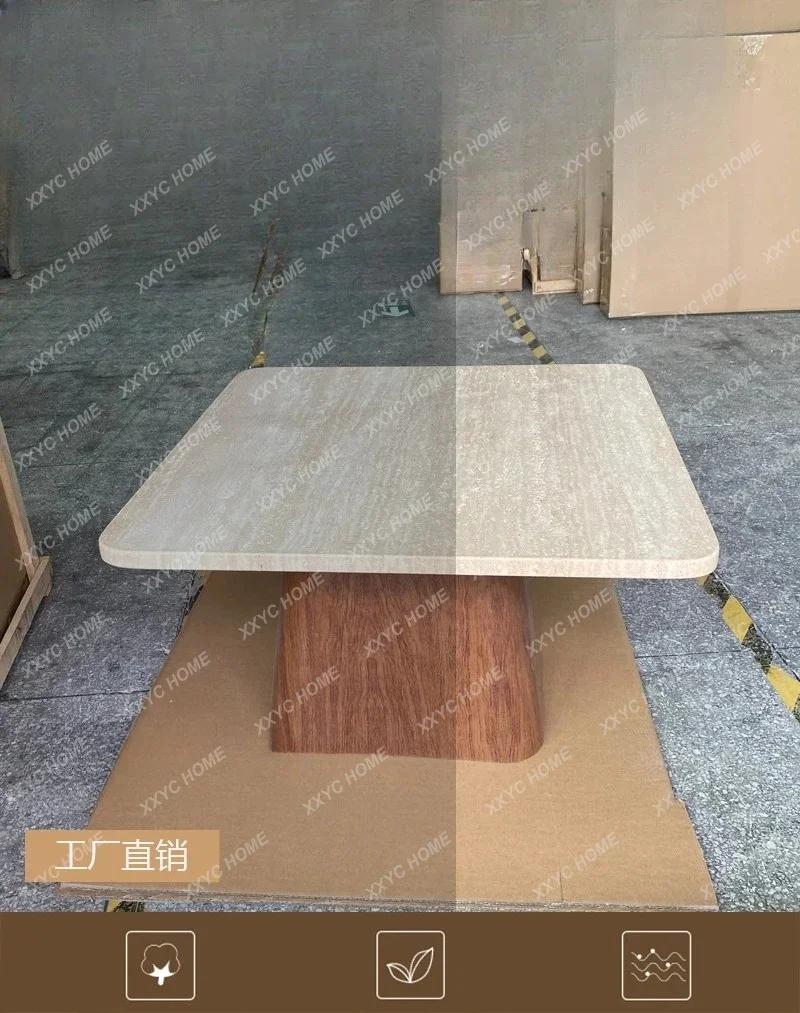 H Natural travertine coffee table retro living room small apartment design creative simple coffee table