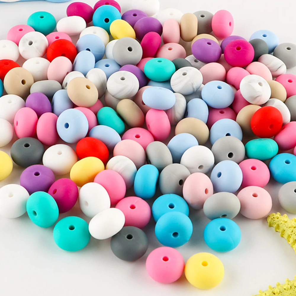 50Pcs/lot Abacus Silicone Beads BPA-Free Decorative Loose Beads For Making Jewelry Pacifier Chain Teeth Chew Silicone Beads