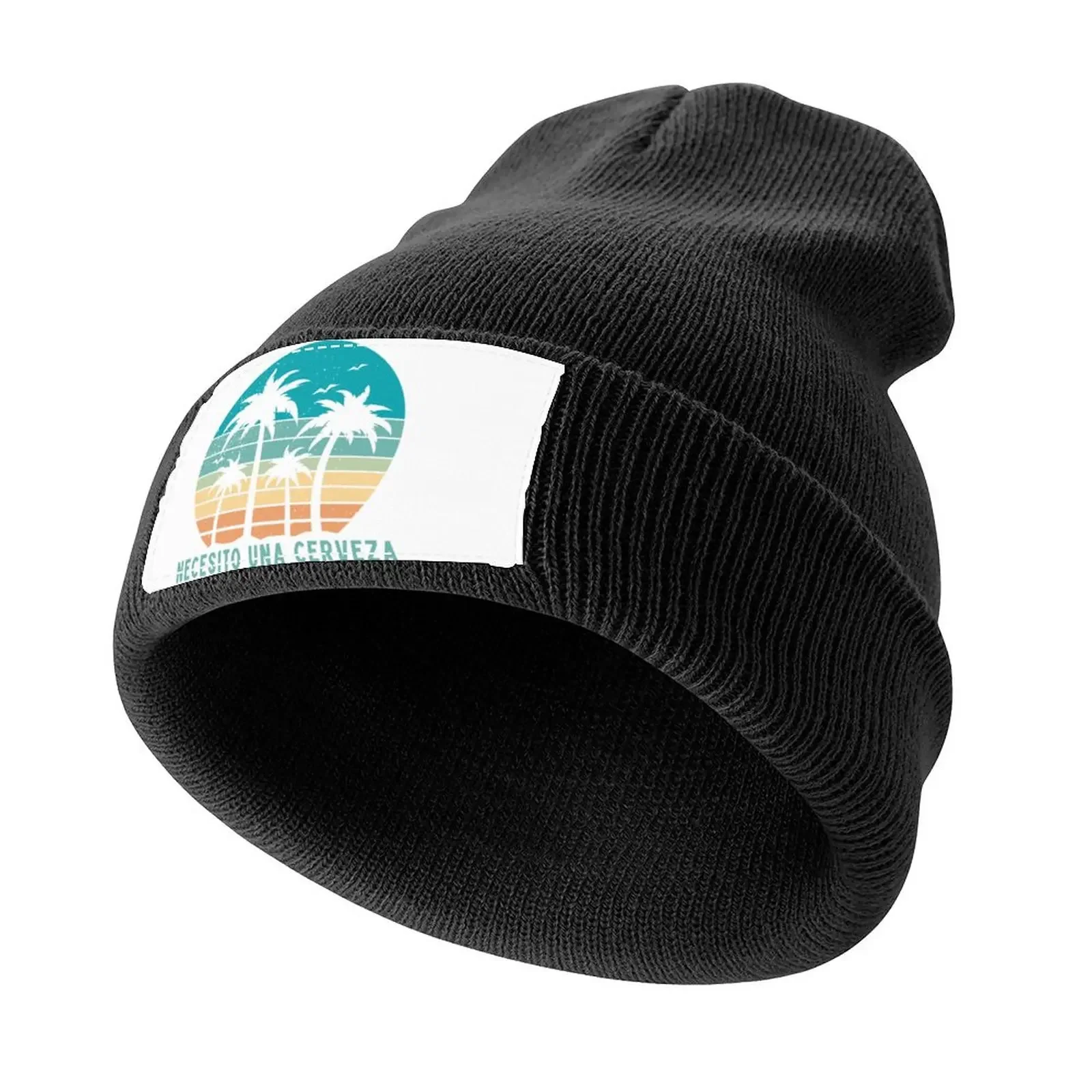 

Necesito Una Cerveza - Vintage Tropical Sunset, Summer Surf Knitted Cap Luxury Hat funny hat Gentleman Hat Men Caps Women's