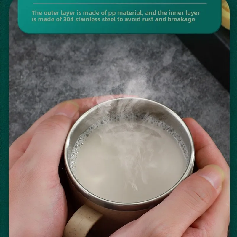 

1pc Stainless Steel Wheat Straw Cup Mini Water Cup for Coffee Milk Tea Anti Hot Anti Drop Leakproof Household Portable Drinkware