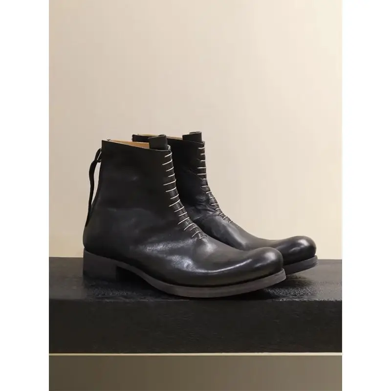

Thick-Soled Height-Increasing Personality High-Top British Casual Men's Leather Motorcycle Trendy High-Tube American Work Boots