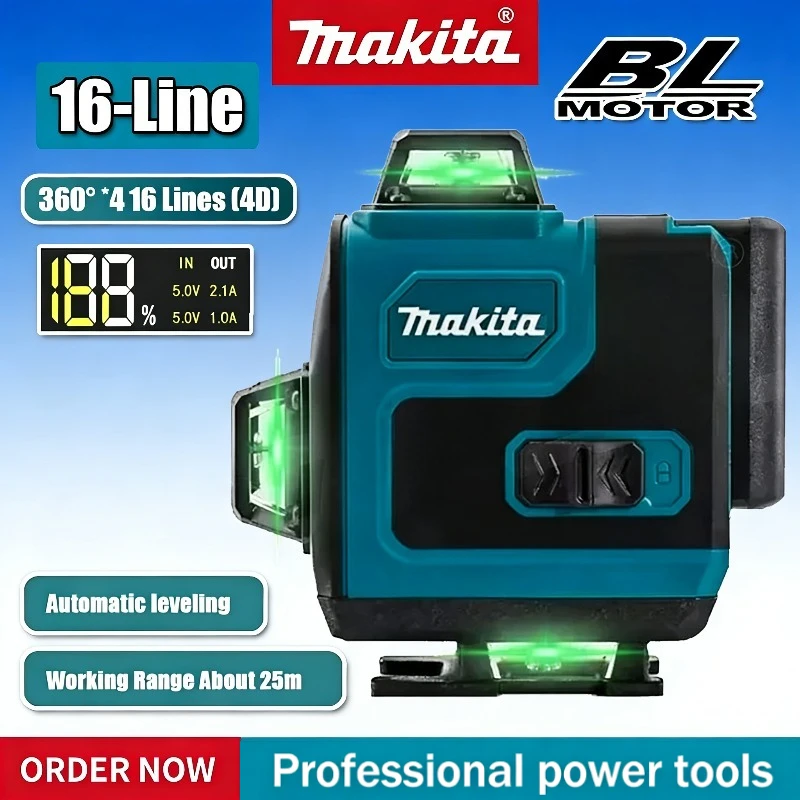 

Makita Green Light Laser Level High-Precision 16 Line Laser High-Precision Wall-Mounted Portable self-leveling Laser Level Tool