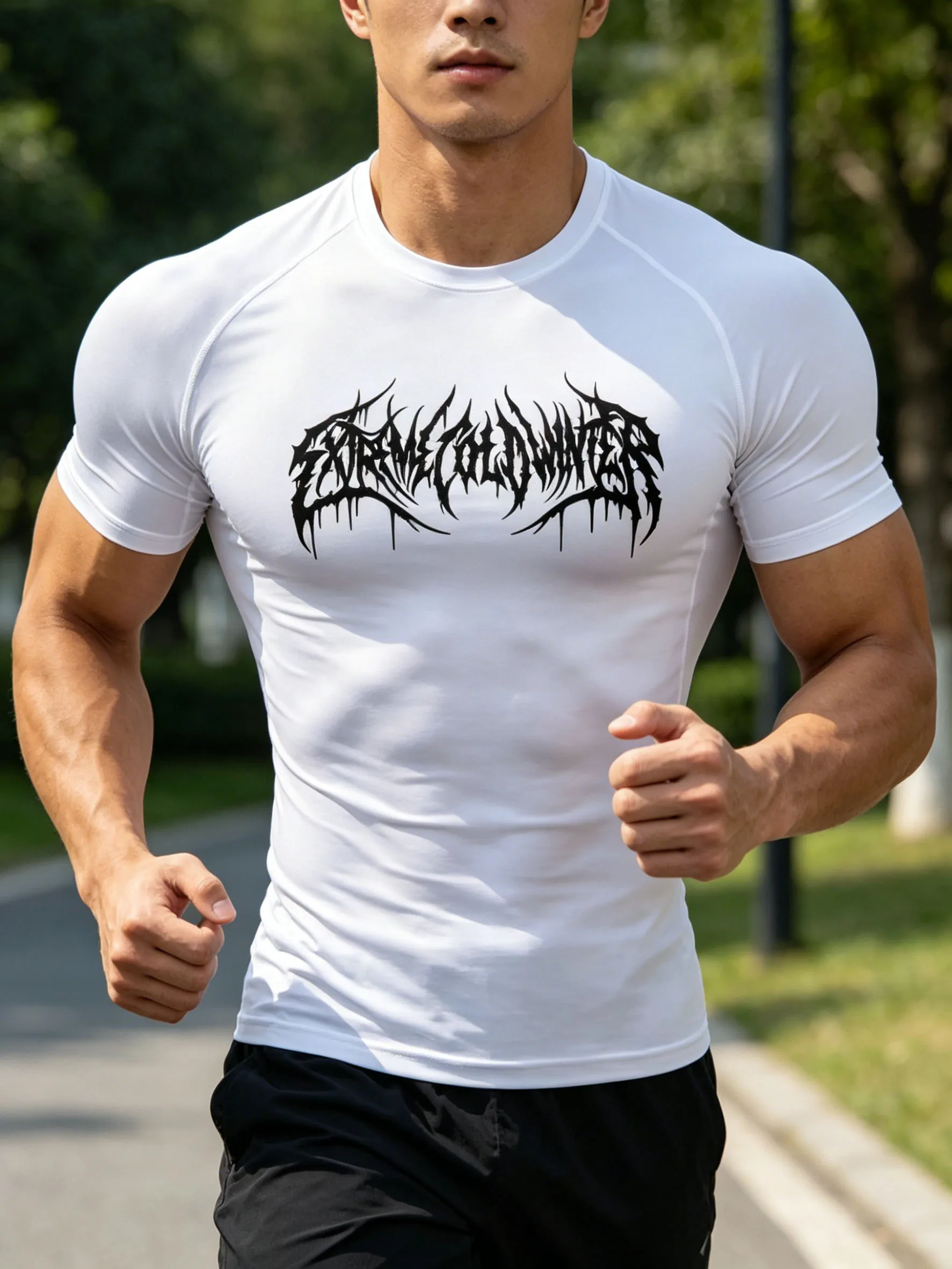 Summer Men's T-Shirt Tight Fitting Sports Shirt Short Sleeved Men's Fitness Tshirt Running Sports Shirt Gym Exercise T Shirt Tee