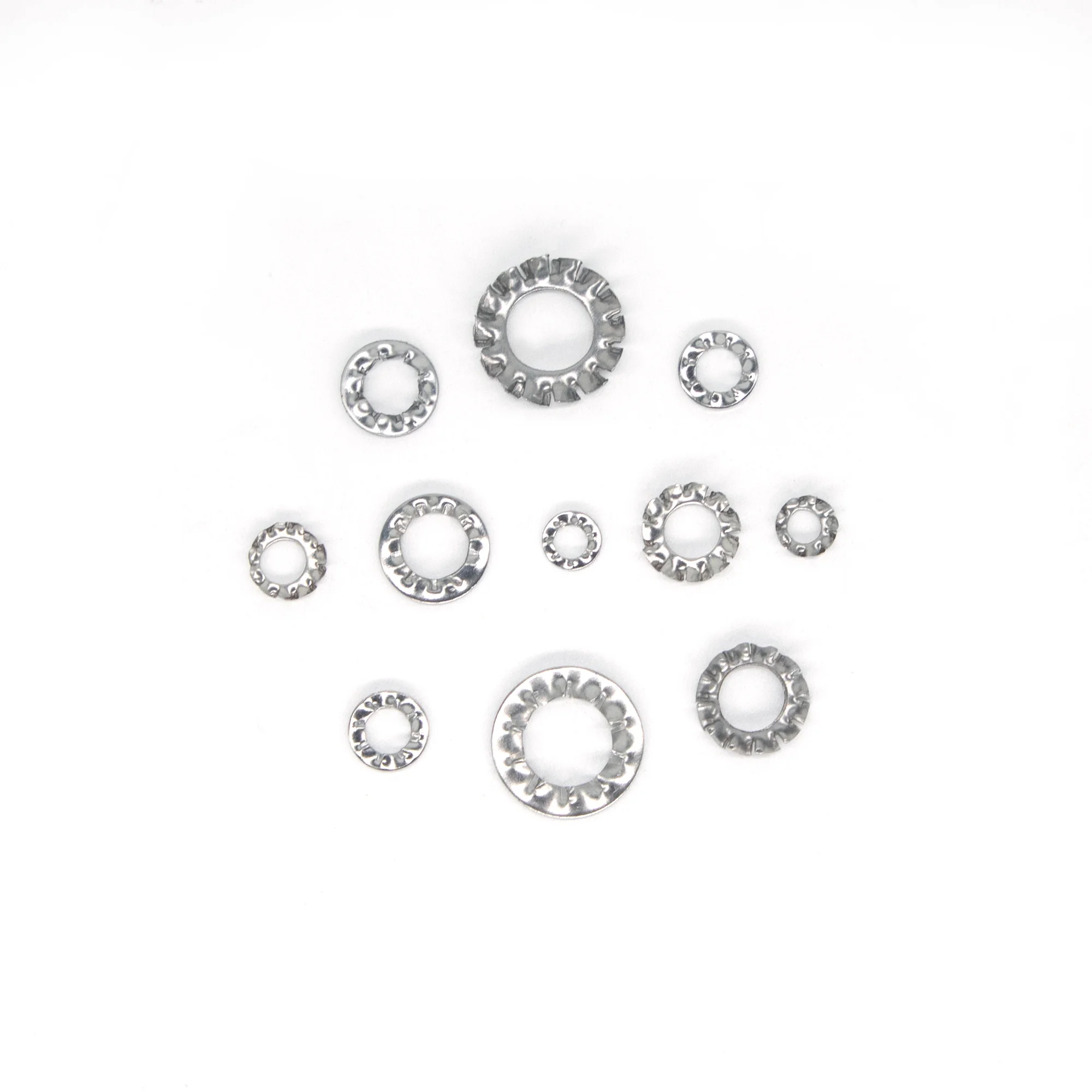 500pcs/Box Mix M3 M4 M5 M6 M8 External Internal Toothed Serrated Lock Washer Gasket Assortment Kit Set 304 A2-70 Stainless Steel image 6