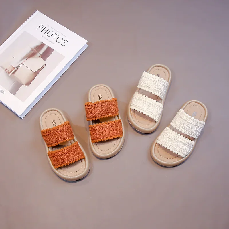 Zapatillas de playa para niños y niñas, zapatos antideslizantes de estilo étnico con punta abierta, informales, a la moda, para exteriores