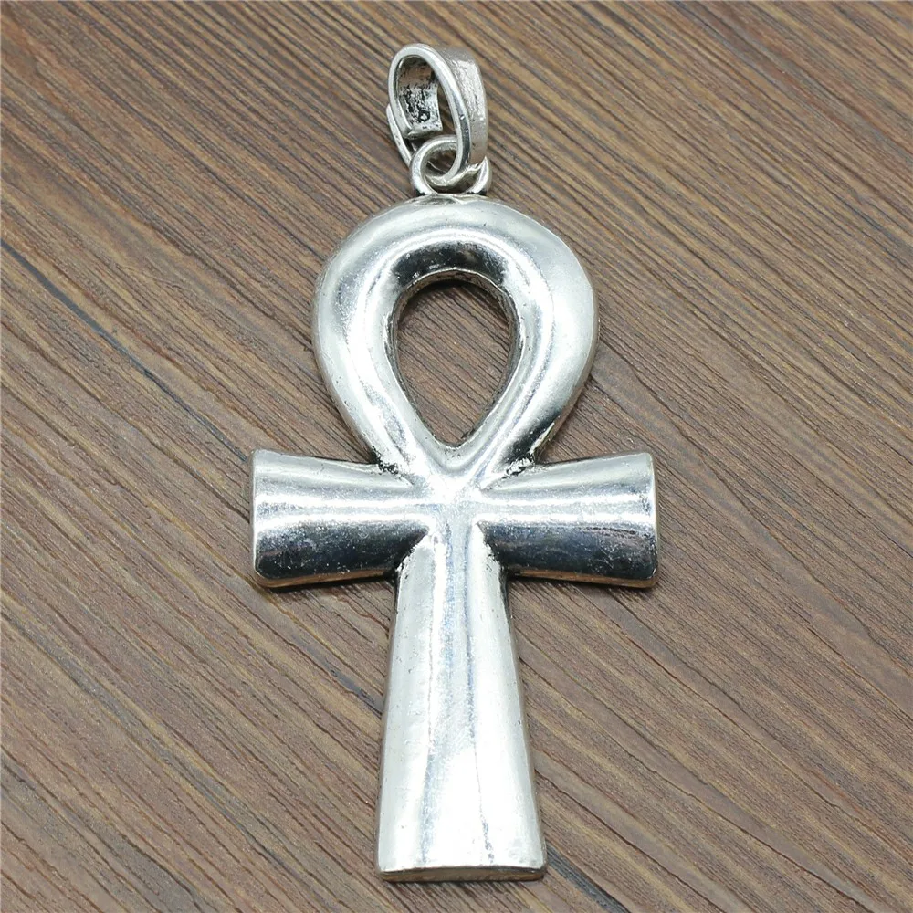 1pcs 80x42mm Large Cross Charm Pendants Antique Silver Plated Tone Ankh Cross Charm Big Ankh Cross Charm