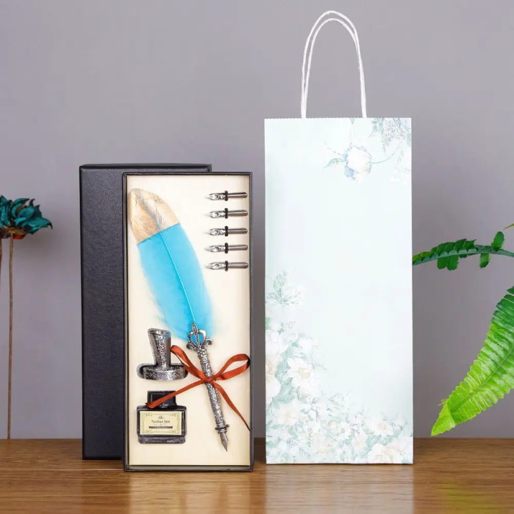 Vintage Feather Quill Pen Set Luxury Business Gift Stationery Creative Souvenir For Professional Meeting Presentation