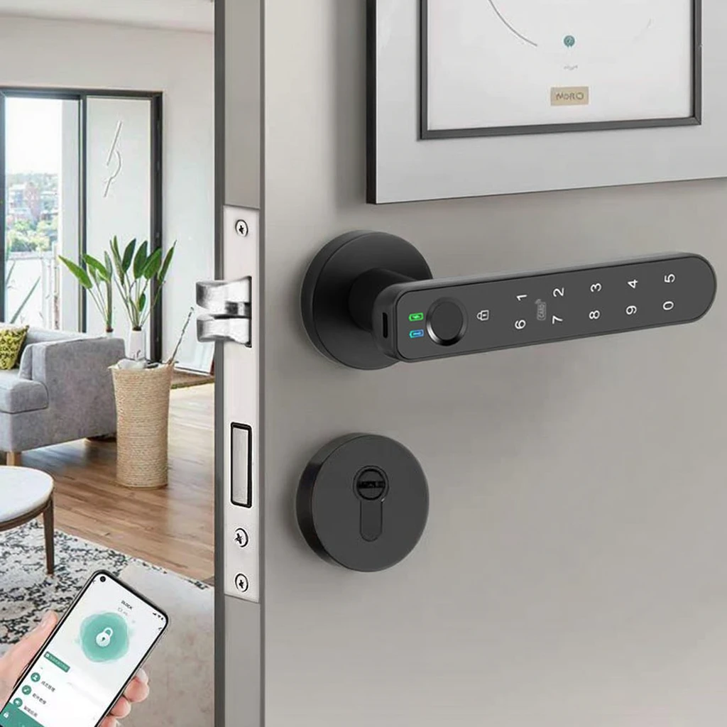 

Биометрический умный дверной замок Tuya, электронная дверная ручка с отпечатками пальцев, разделенный цифровой замок без ключа