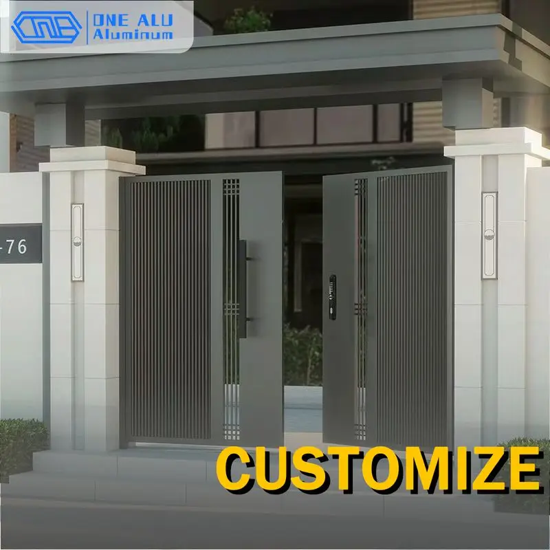 Automatic Aluminum Swing Gate Modern Courtyard Villa Entrance Durable Anti Corrosion Privacy Security Customizable