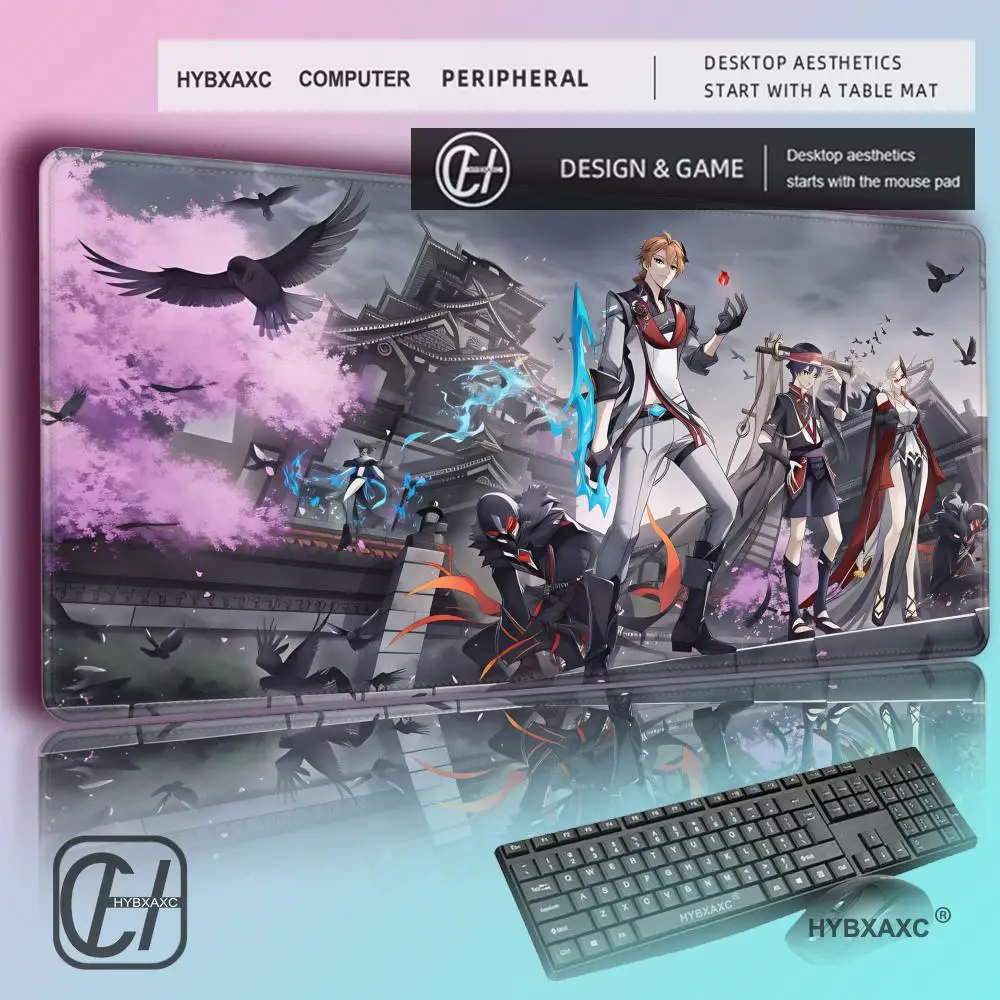HYBXAXC Kawaii Anime Genshin Impact Zhongli HD Mouse Pad Desk Mat PC Gamer Cabinet Mousepad Large Carpet Gaming Accessori
