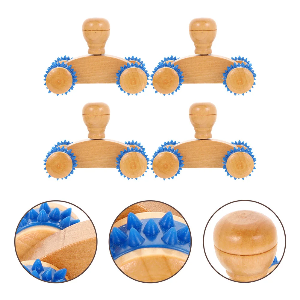 

4 Pcs Wooden Massage Roller Handheld Neck Massager Tools Back Rollers for Muscle