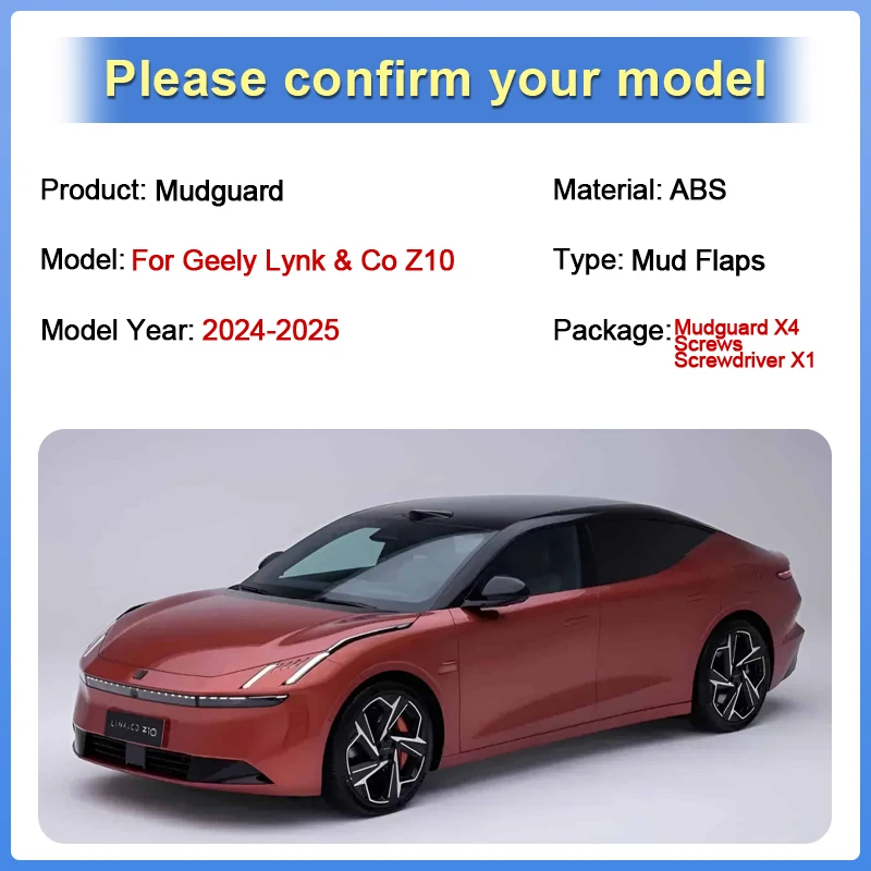 

Car Front Rear Fender For Geely Lynk & Co Z10 2024 2025 Mud Flaps Splash Guard Mudguards Baking Paint Mudflap Auto Accessories