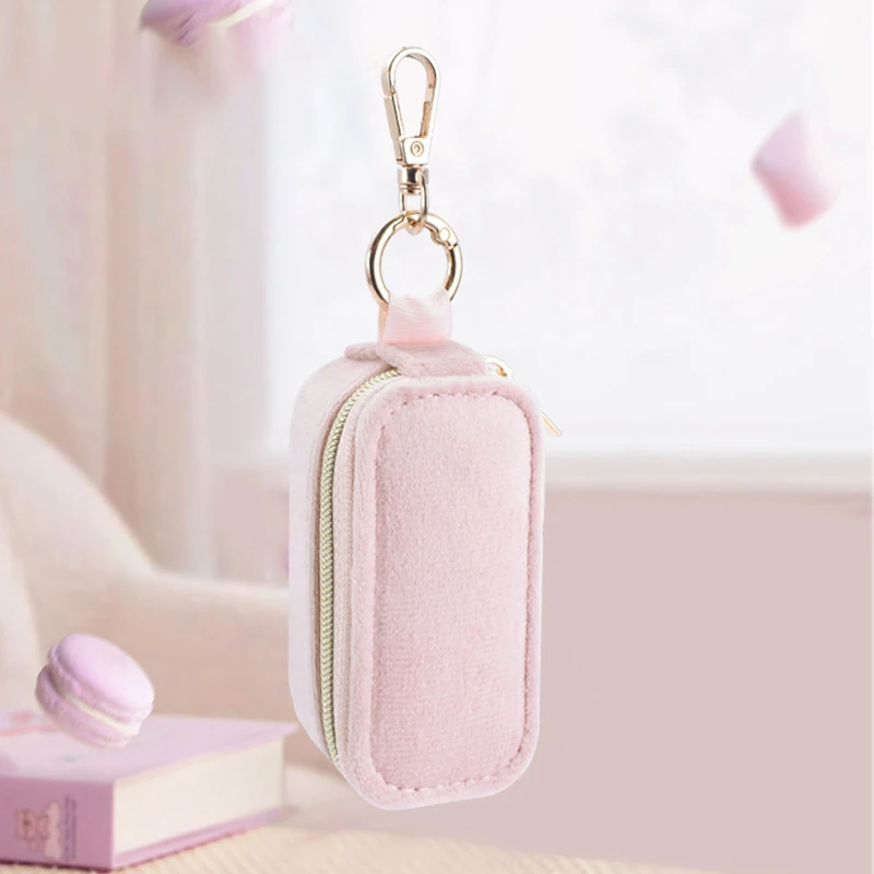 Portable Mini Jewelry Storage Box Keychain Travel Organizer Jewelry Case Hanging Leather Earring Necklace Ring Organizer Display