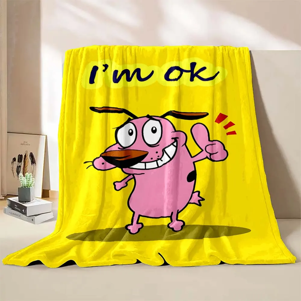 6 Sizes C-Courage The Cowardly Dog Printed Blanket Warm Soft and Comfortable Home Travel Blanket Sofa Bedding Cover Blanket Gift