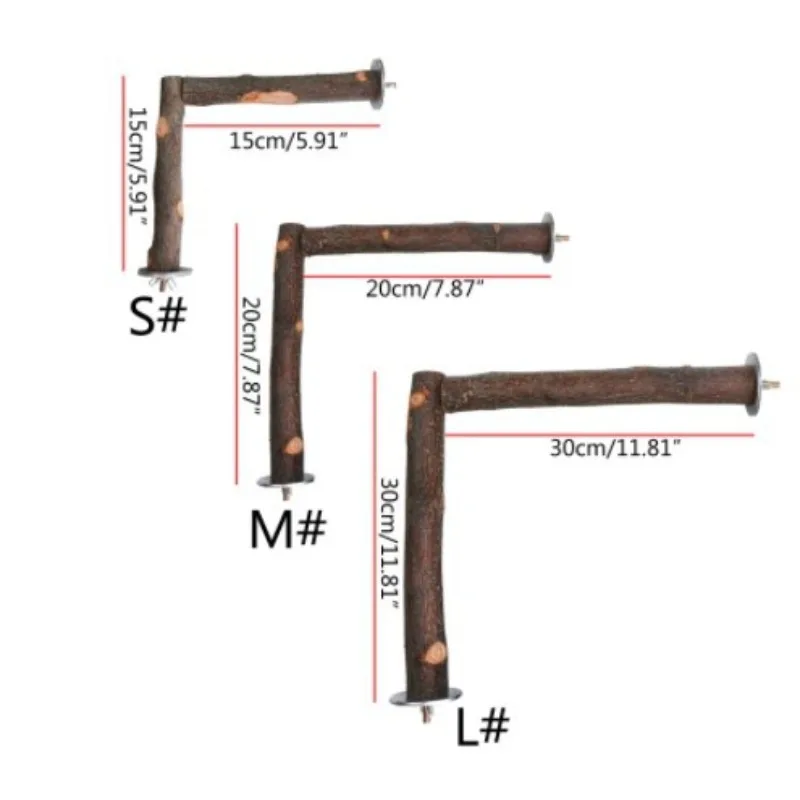 Natural Wood Perch Parrot Bird  Grooming Stand Bar Grinding Claw Toy for Small Medium Birds Easy to Install