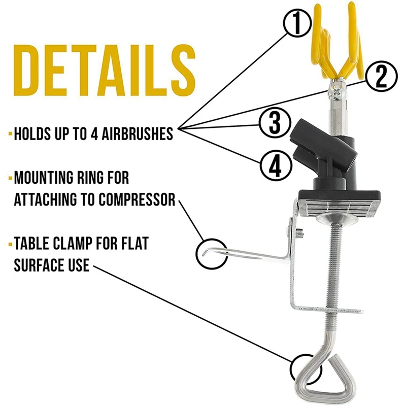 Kit 4 Mount Airbrush meja Airbrush stasiun Airbrush pemegang untuk Airbrush 360 derajat putar Tilt Set