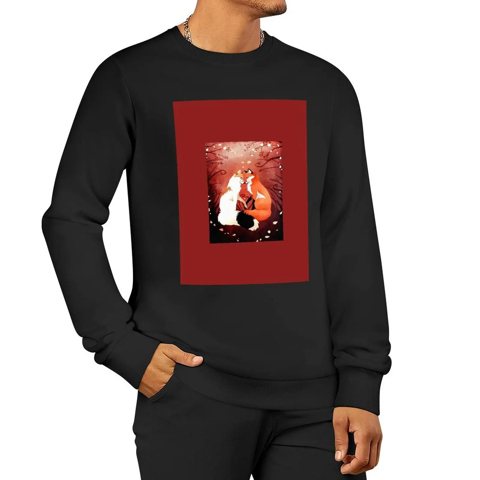 

Fox Couple Kiss Pullover Hoodie men's sweat-shirt set korean autumn clothes clothes for men oversize sweatshirts