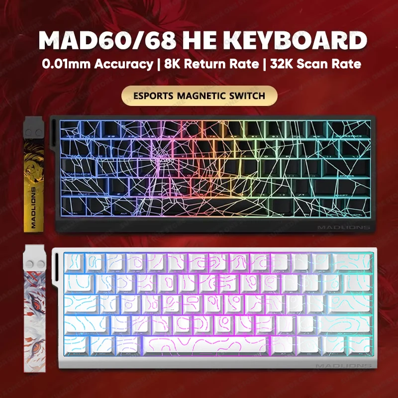 

Madlions V2 Mad60HE Mad68HE Mad68Pro Magnetic Mechanical Keyboard Contour 4.0 Cobweb Keycaps 8K Hz RT 0.01mm RGB Gaming keyboard