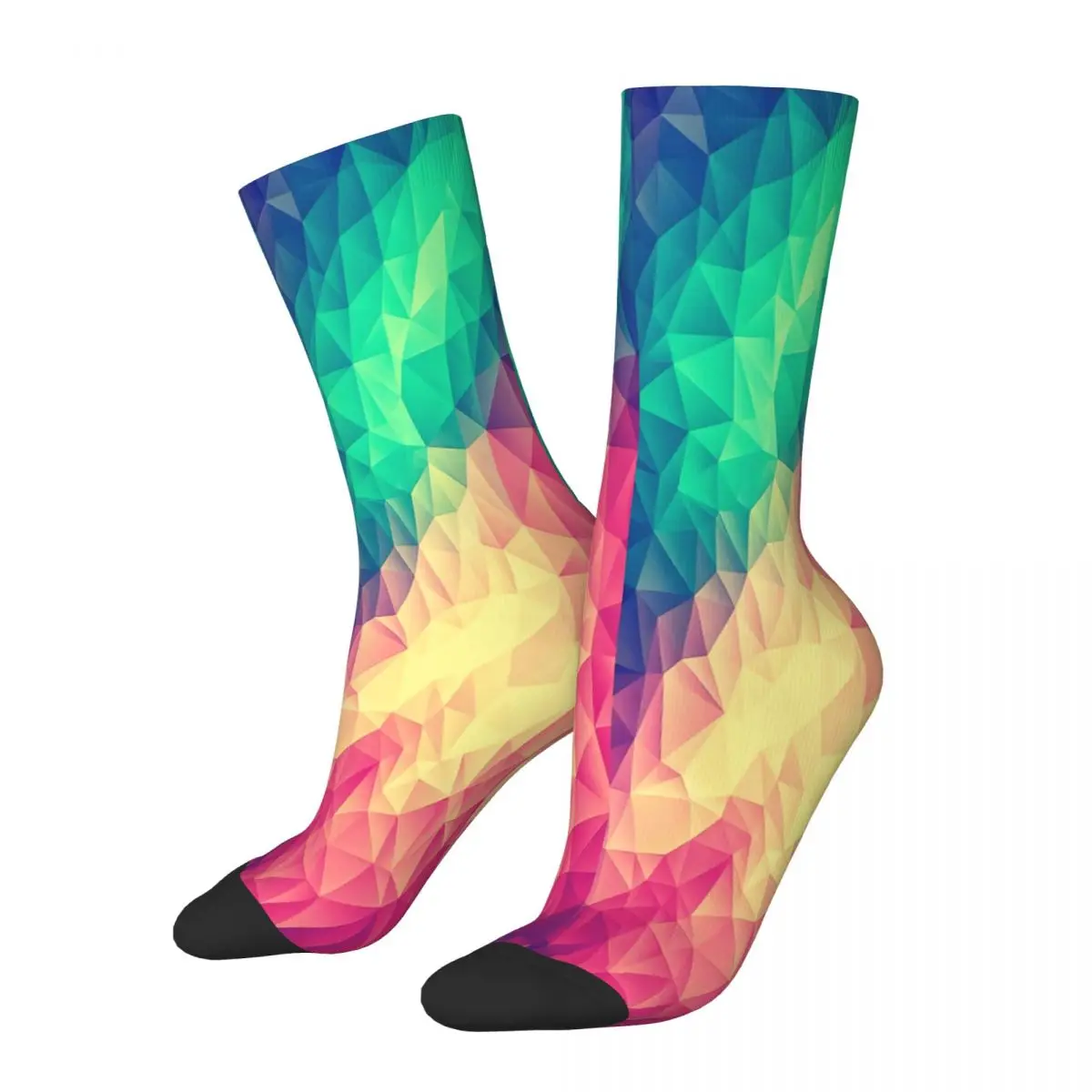 Abstract Polygon Multi Color Pattern Of Square Socks Male Mens Women Autumn Stockings Hip Hop