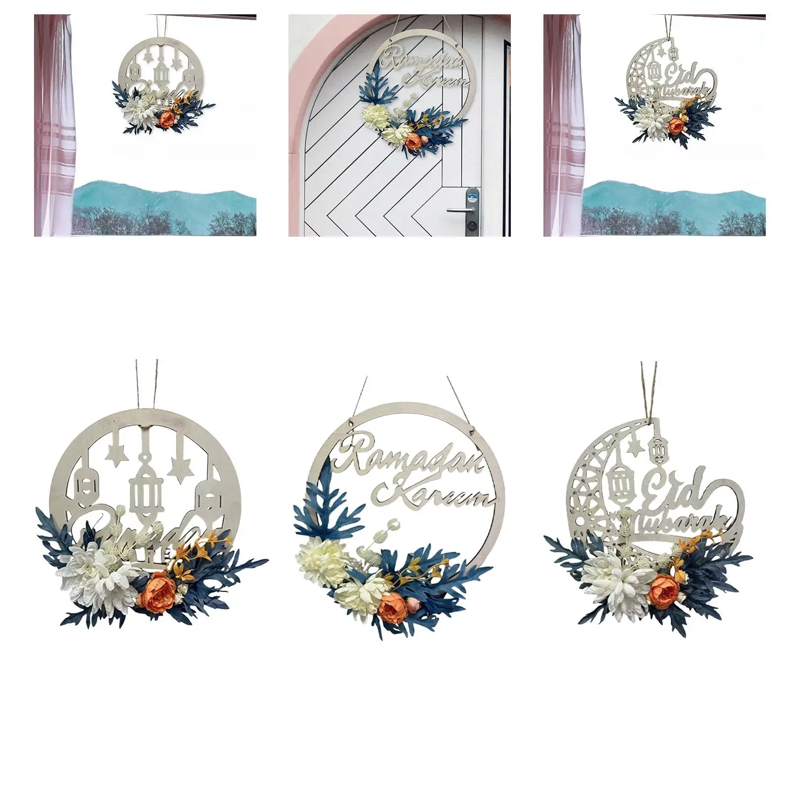 Grinalda artificial do Eid Mubarak, Festival do Ramadã, interior e exterior