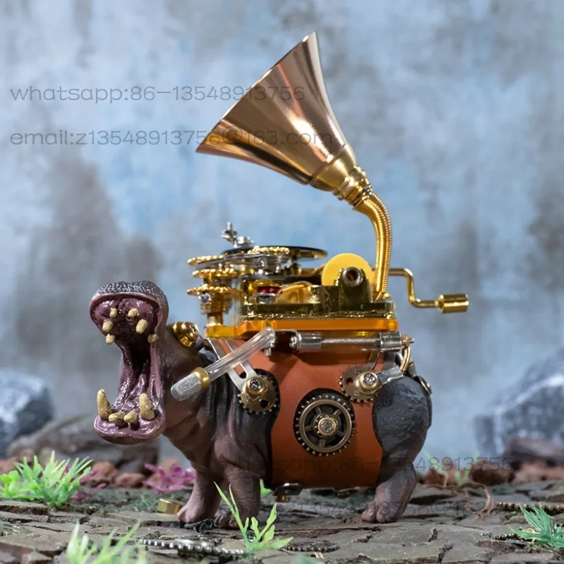 Hippo musician metal model ornament tide play building block self-assembly