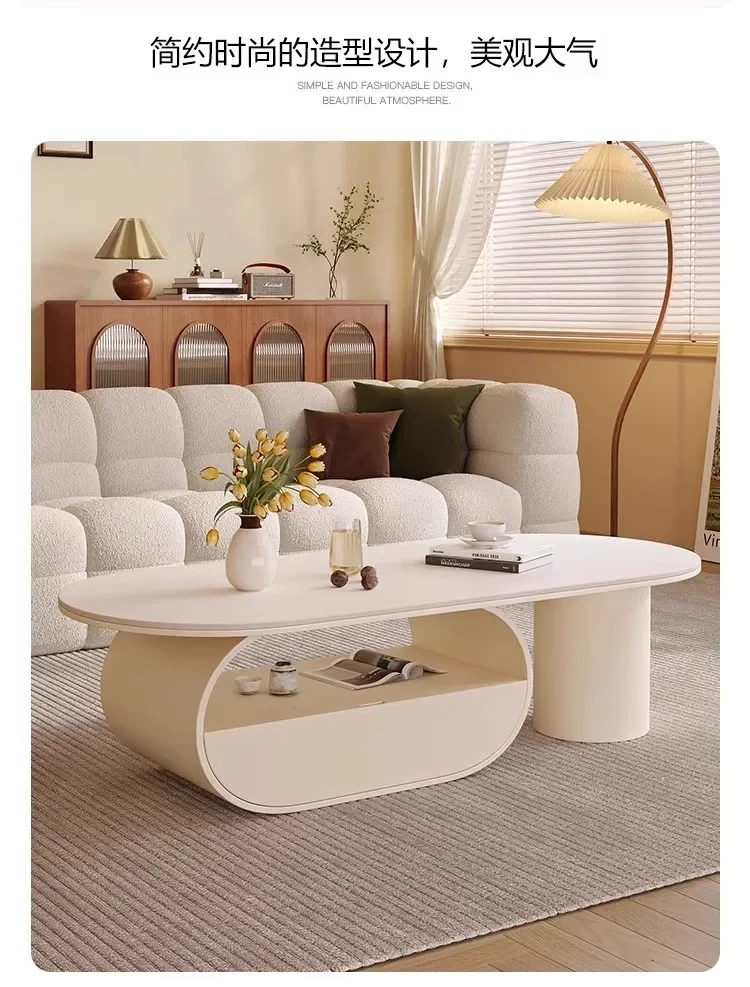 French oval coffee table living room household small apartment simple modern designer slab tea table light luxury high sense