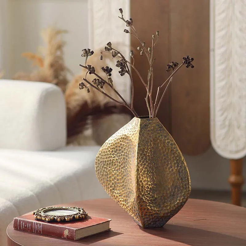 American country vintage gold vase ornaments personality fashion table decorations geometric diamond