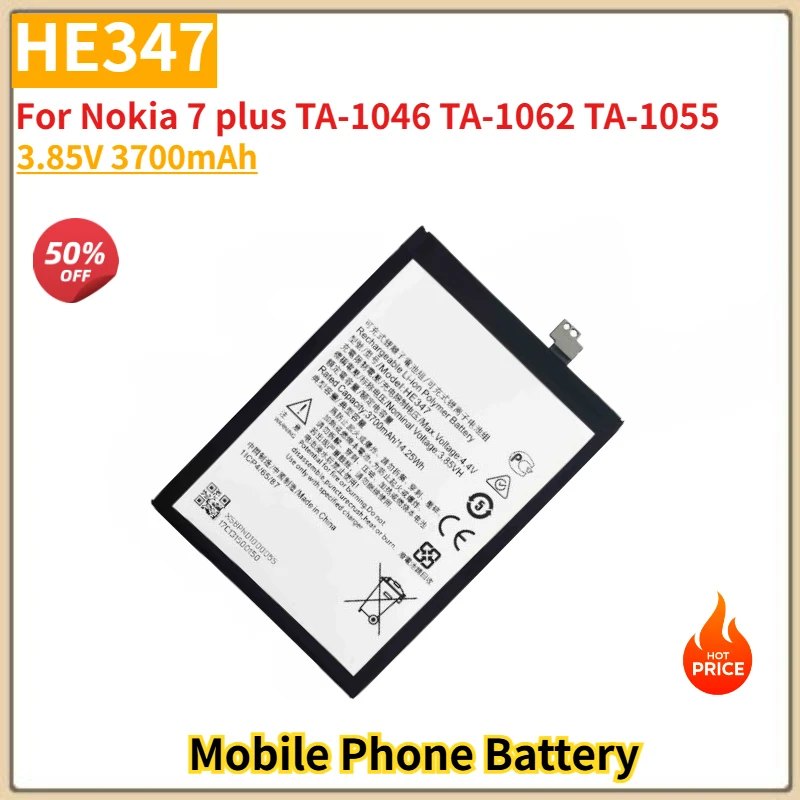 

HE347 High Quality Phone Battery 3.85V 3700mAh for Nokia 7 plus TA-1046 TA-1062 TA-1055 Brand New Replacement Battery