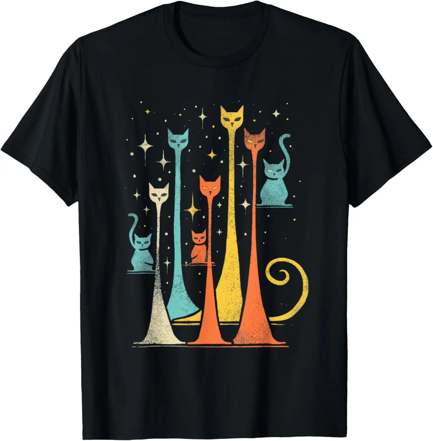 Retro Tall Cats Gang Graphic Tee Mid Century Modern Style Vintage T-Shirt for Men Women