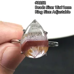 Top Natural Auralite 23 Quartz Ring Jewelry For Women Men Gift Cacoxenite Crystal Silver Rutilated Beads Adjustable Ring AAAAA