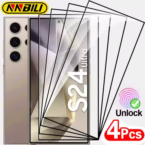 NNBILI 4PCS Full Cover Tempered Glass for Samsung Galaxy S24 25Ultra S24 25 Plus S22 S21 S23 Protective Screen Protector Film