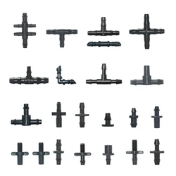 Conectores de mangueira de jardim, T farpado Cotovelo Cross End Plug Coupling, Sistema de irrigação por gotejamento Atering Fitting, 3/4 