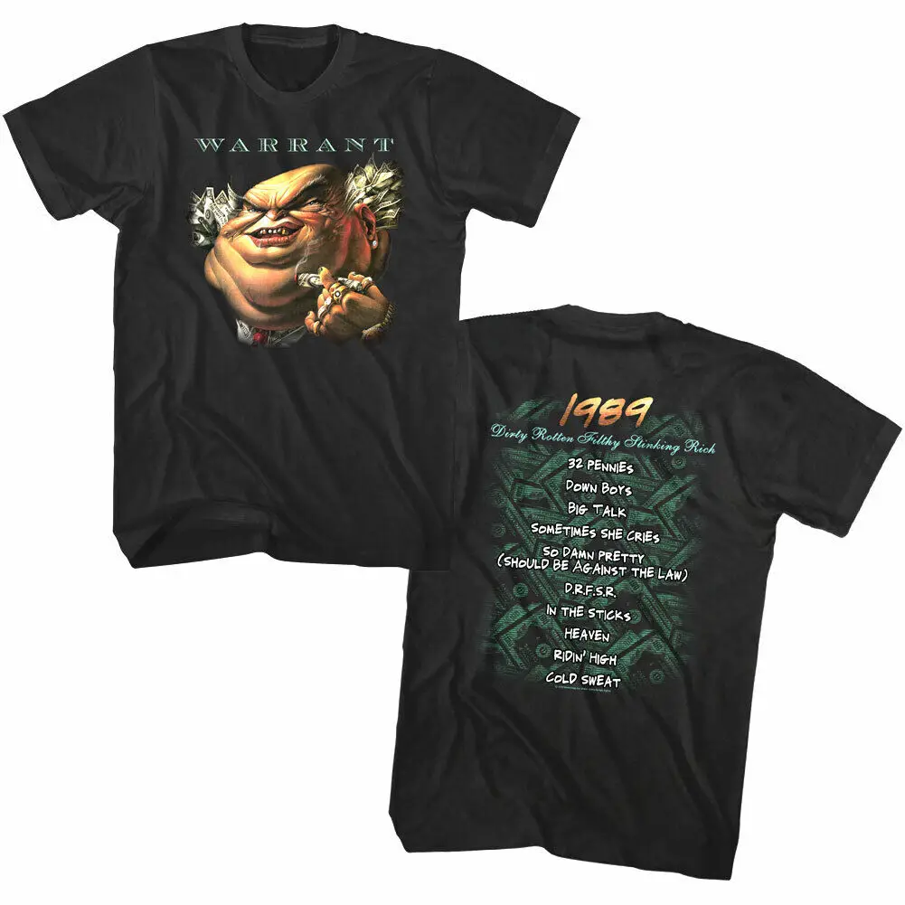 Warrant Dirty Rotten Filthy Stinking Rich Men's T Shirt Album 1989 Songs Rock