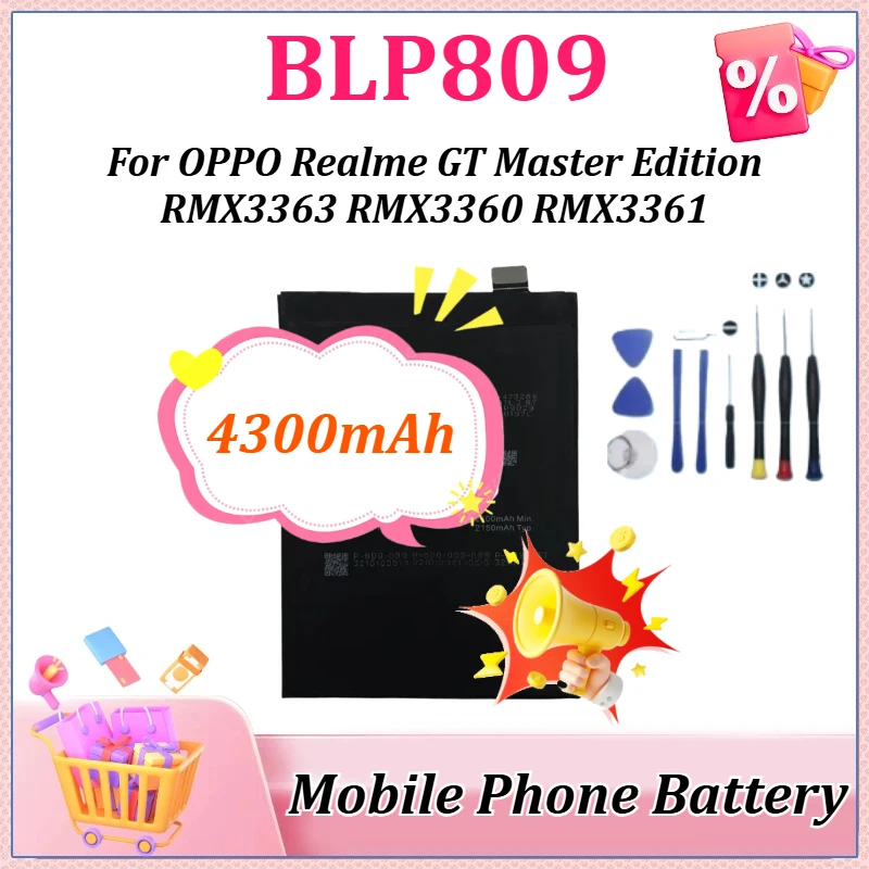 

Новый аккумулятор BLP809 емкостью 4300 мАч для OPPO Realme GT Master Edition RMX3361 RMX3363 RMX3360, сменные аккумуляторы высокого качества + инструменты