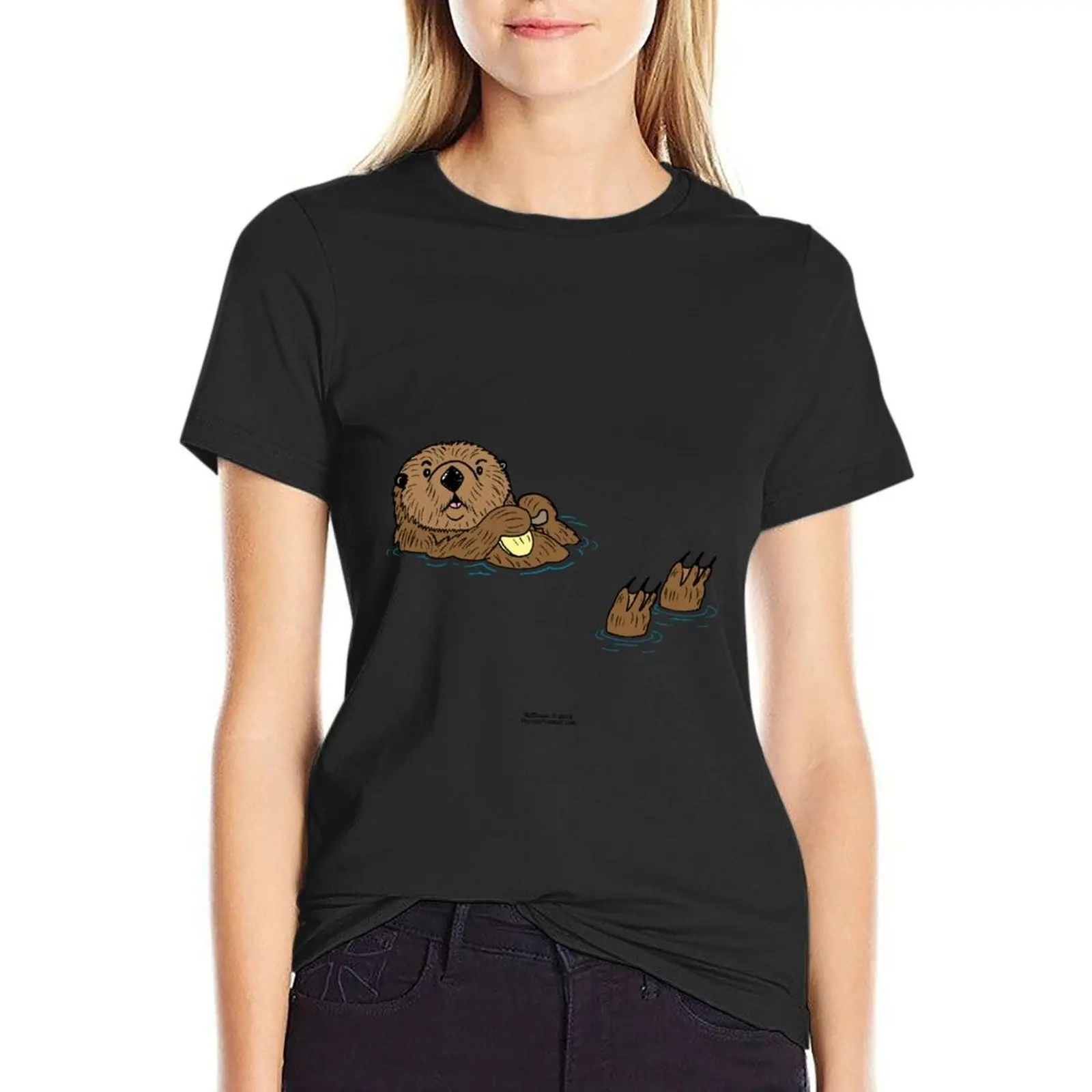 

Sea Otter T-Shirt animal print shirt for girls plus size tops Woman fashion