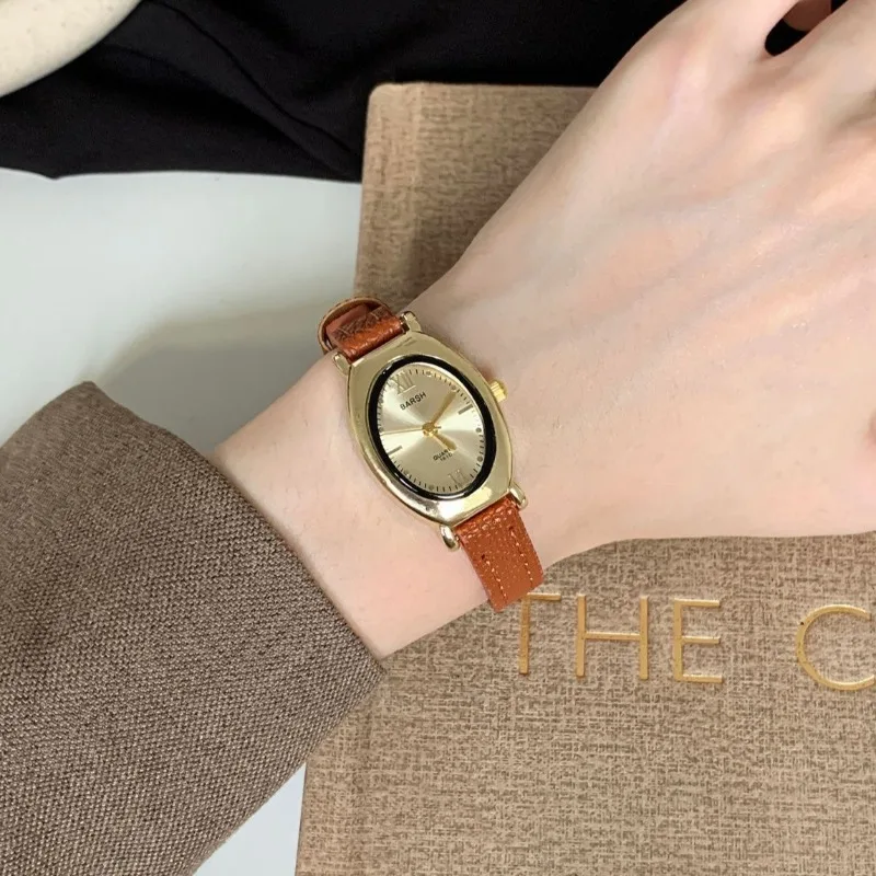 Hot Sale Women Watches Leather Strap Fashion Ladies Quartz Wristwatches Small Oval Dial Luxury Watch Dropshipping Reloj Mujer