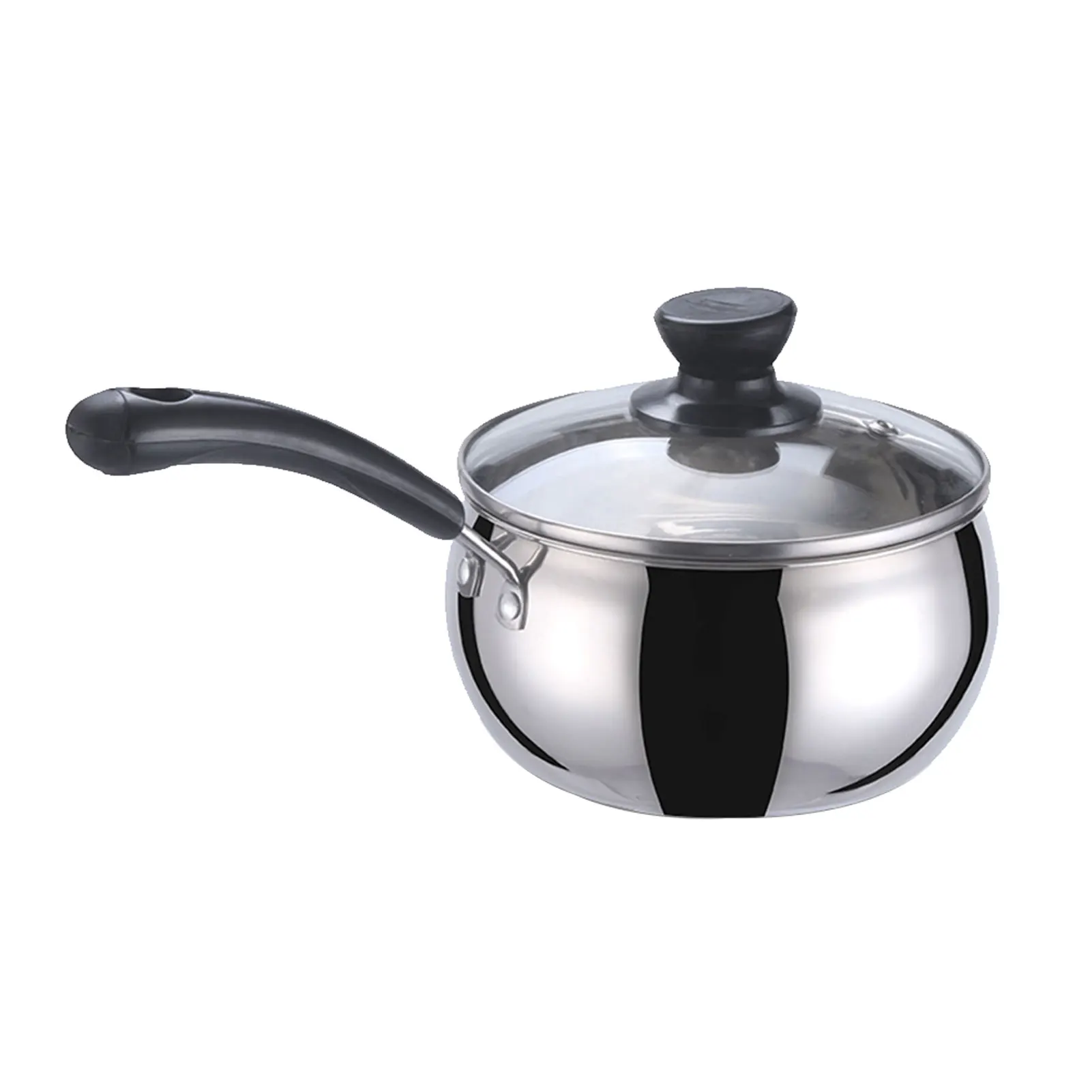 Stainless Steel Induction Gas Soup Pot Home Sauce Pan For Milk With Vented Lid