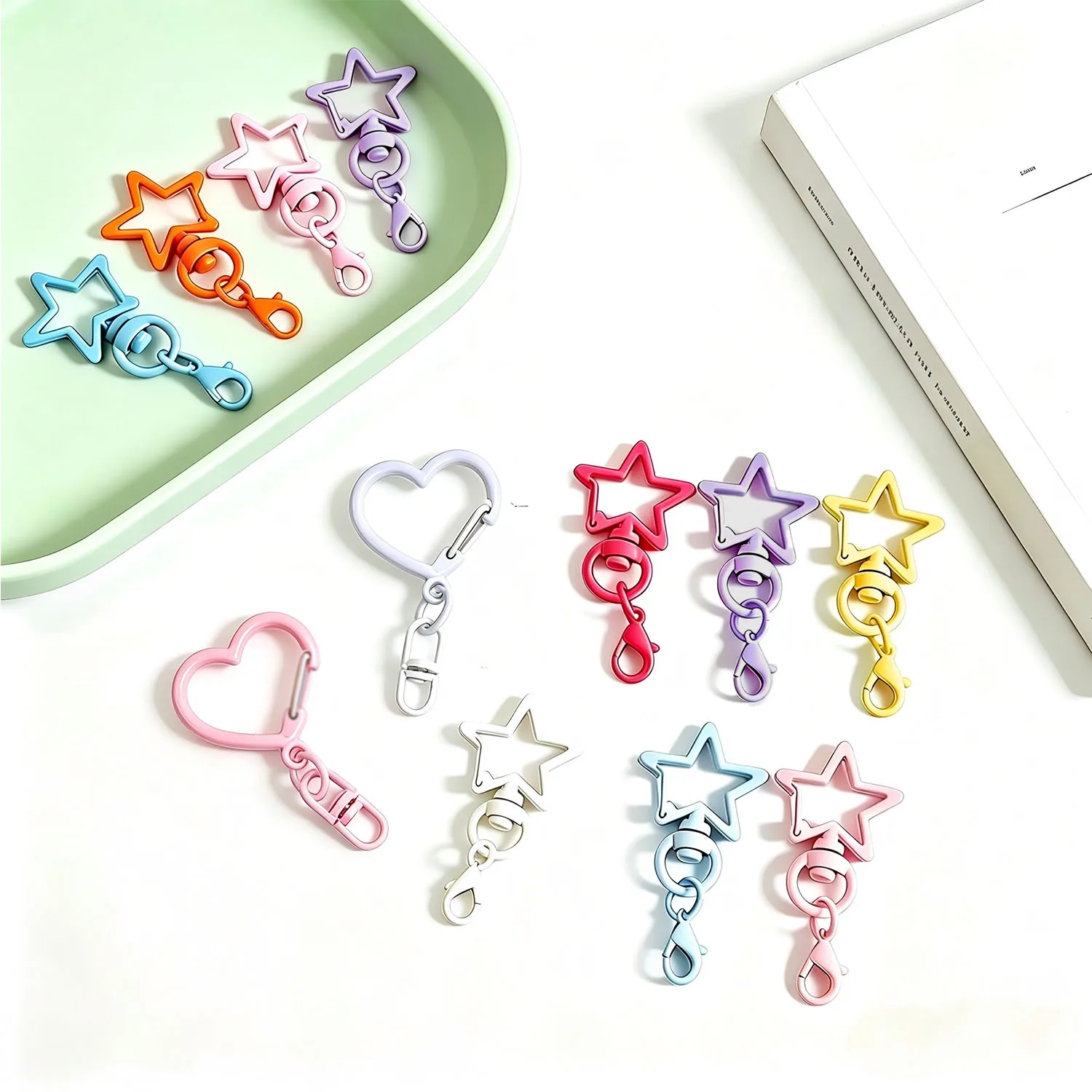10/20pcs Colorful Key Chain Clasp Keyrings Big Lobster Clasp Hooks Keyfob Star Shaped Keychain for DIY Jewelry Making Supplies image 5