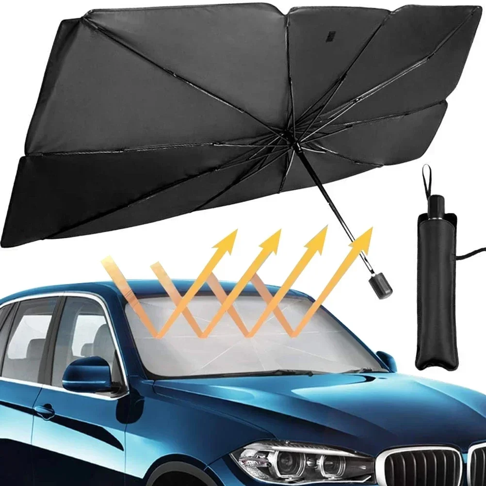 1pcs itanium Silver Car Sunshade, Front Windshield Sunshade, Summer Car Sunshade, Protect your car from the sun with this portab