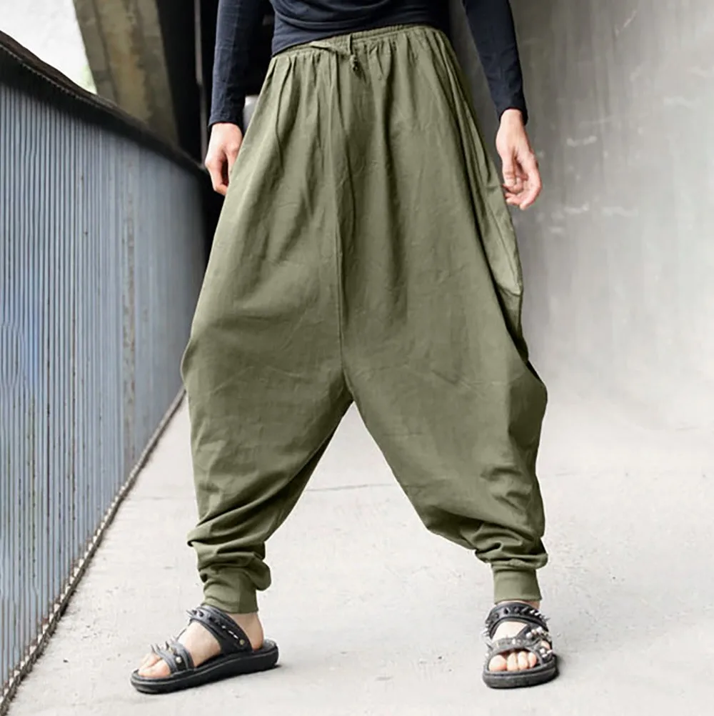 

Baggy Pants Men's Retro Solid Trousers Gypsy Cotton Harem Pants Festival Men's pants Mens Pants High Waist House Memory