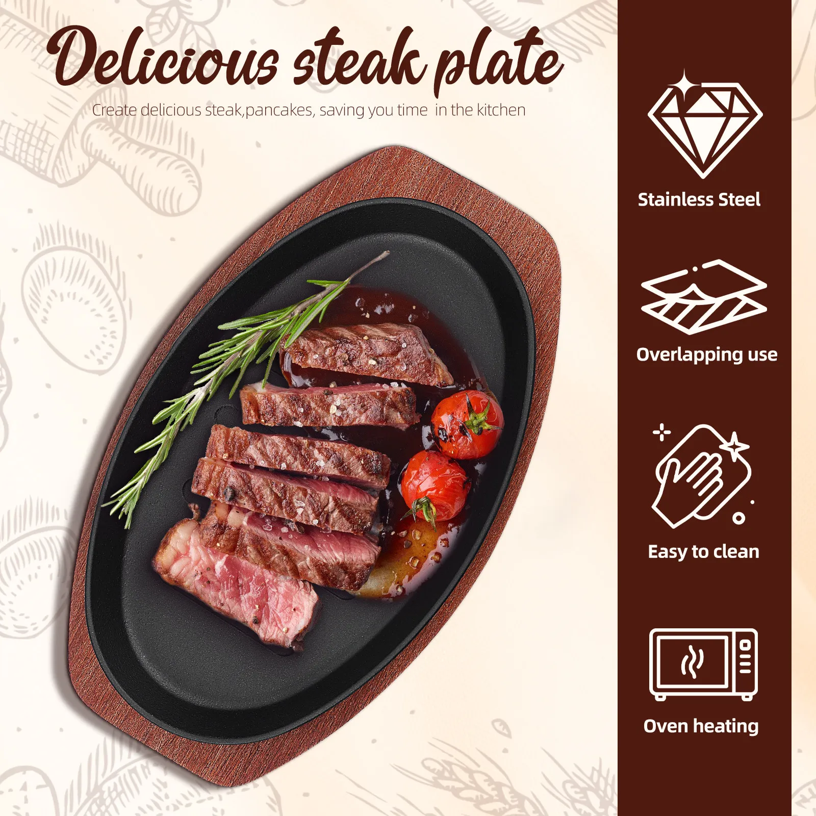 1 zestaw żelaznej patelni gril – Home Cooking Steak recenzja i cena