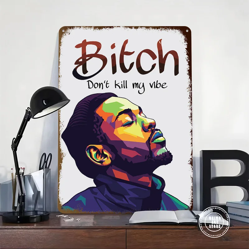 Kendrick Lamar Pop Art Personalized 3D Textured Metal Poster Wall Art Vintage Tin Signs for Interior Decoration Living Room Home