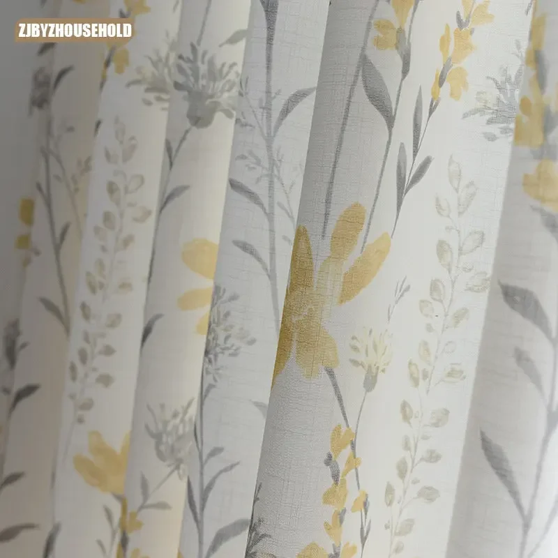 

New Fresh Pastoral Padded Cotton and Linen Printing Curtains for Living Dining Room Bedroom.