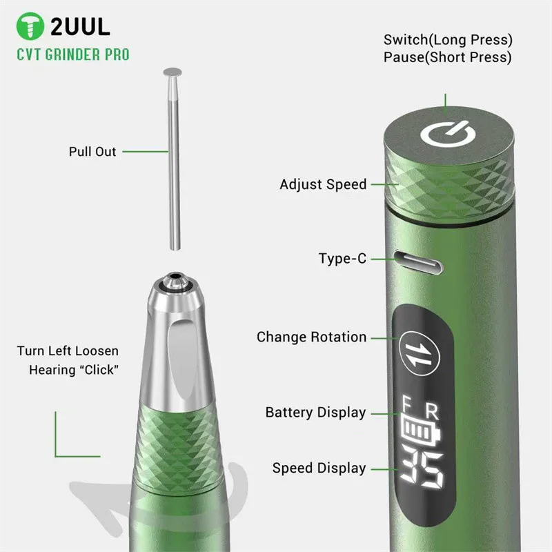 2UUL DA85 CVT Grinder Pro Polishing Pen Electric Pen for Phone Motherboard PCB Frame Repair Polishing Grinding Tool