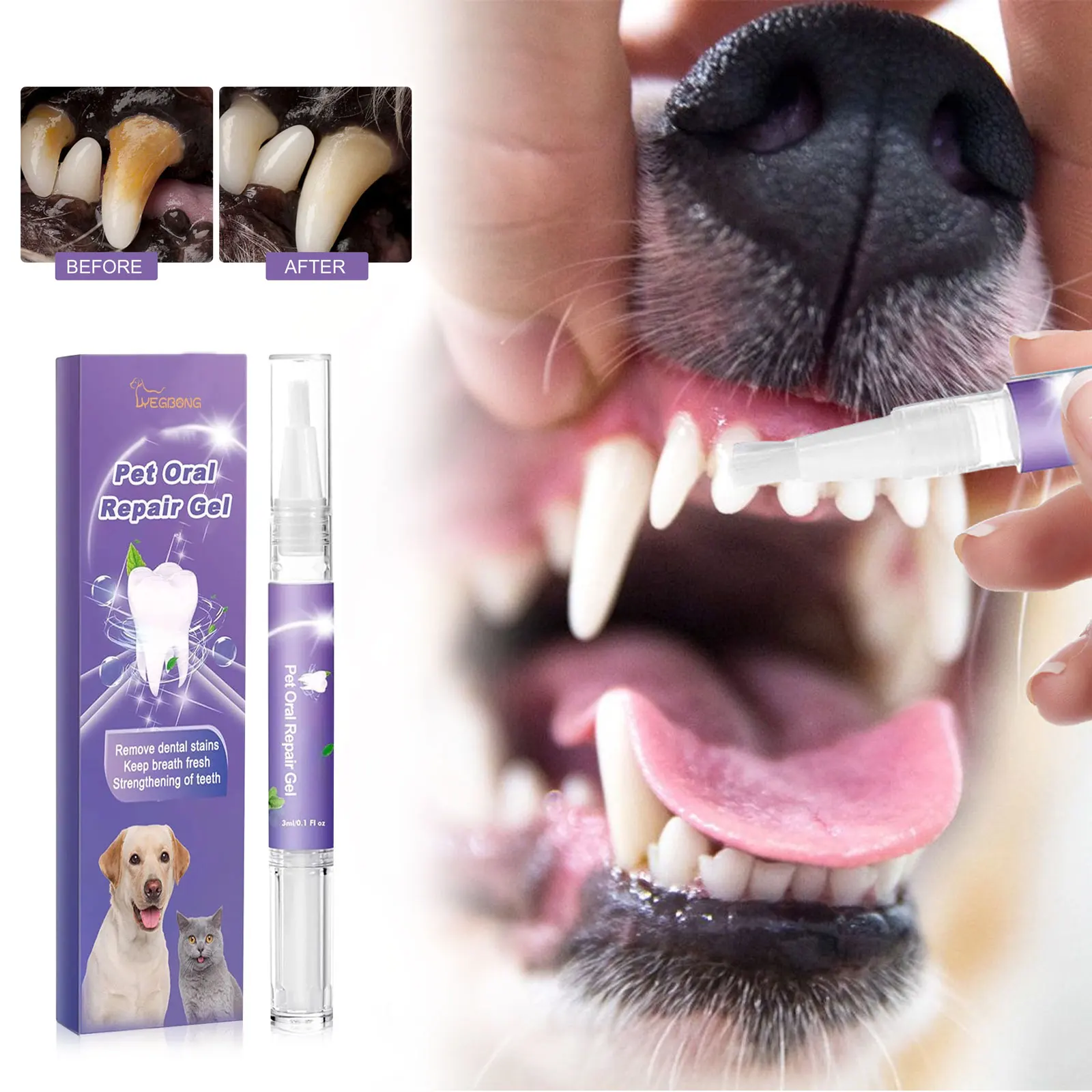 

Pet Teeth Cleaning Pen Dog Cat Tartar Plaque Remover Freshen Breath Clean Tooth Stains Deodorant Repair Gum Pet Oral Care Gel