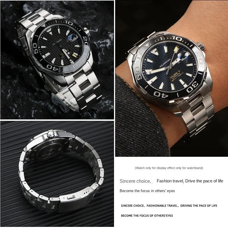 For Tag Heuer Competitive Potential Stainless steel watchband 300 WAY211 Y111A ABA0927 men\'s curved end watch Strap 21.5mm 22mm