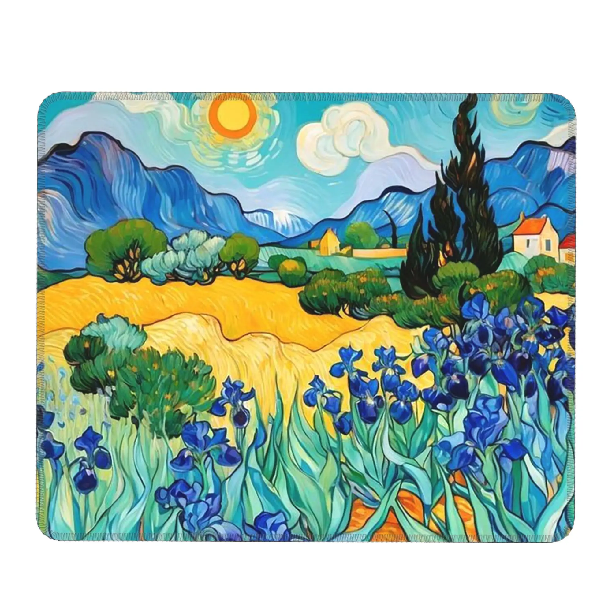 Van Gogh Irises Oil Painting Art Mouse Pad Computer Keyboard Mouse Mat Gamer PC Laptop Desk Mat Office Accessories Table Mats