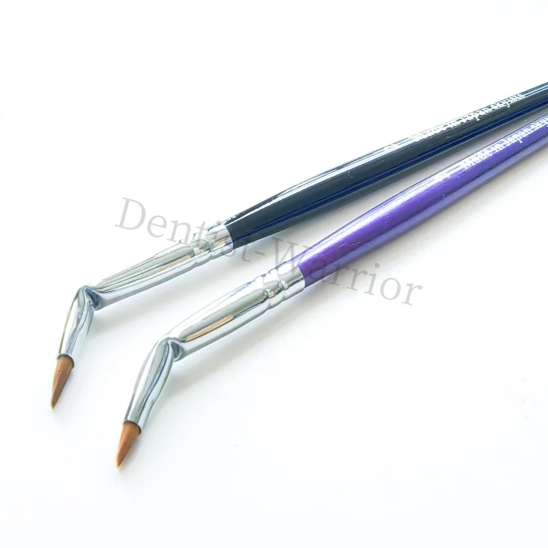 2Pcs Dental Curved Brush Pens Skyists Nylon Hair Brushes #0 #2 Denture Lab