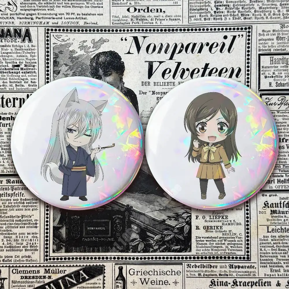Kamisama Kiss Tomoe & Momozono Nanami Button Badge 2PC Sets for Bags & Clothes & Accessories Metal Pin Creative Gift view 3